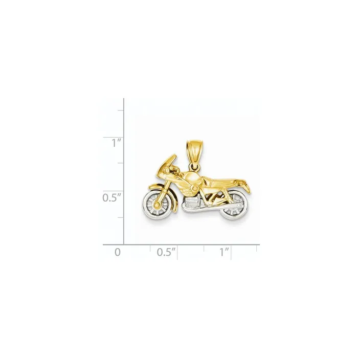 14k Twotone Gold 3D Motorcycle Pendant Goldia Rings