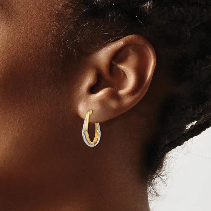 14k Twotone Gold Double Hoop Earring Goldia Earrings