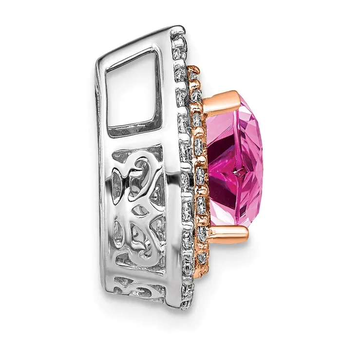 14k TwoTone Gold Lab Grown Real Diamond u0026 Created Pink Sapphire Pendant Goldia Rings