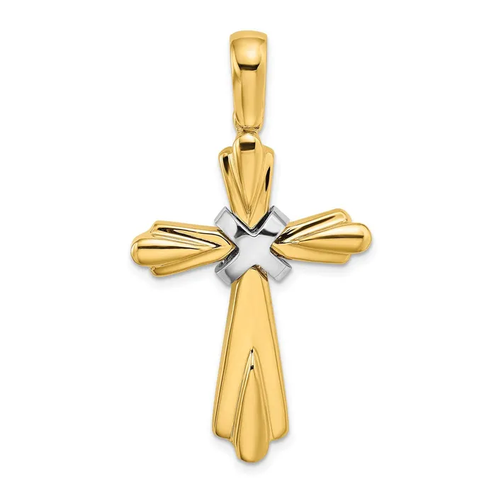 14k Twotone Gold Rhodium X Center Polished Cross Goldia Rings
