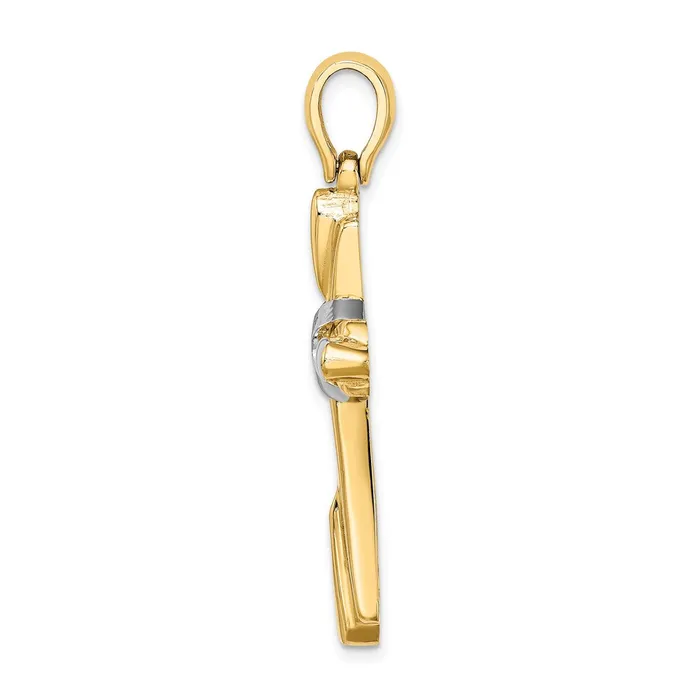 14k Twotone Gold Rhodium X Center Polished Cross Goldia Rings