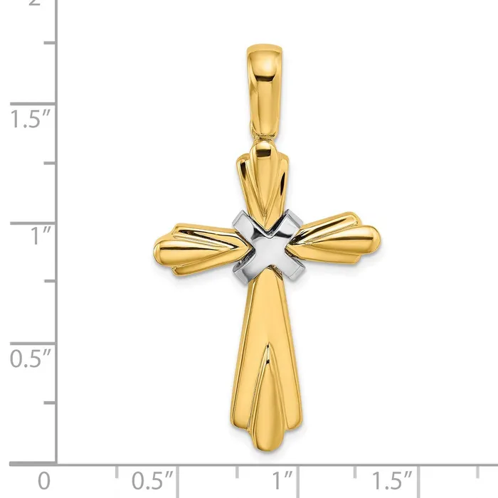 14k Twotone Gold Rhodium X Center Polished Cross Goldia Rings