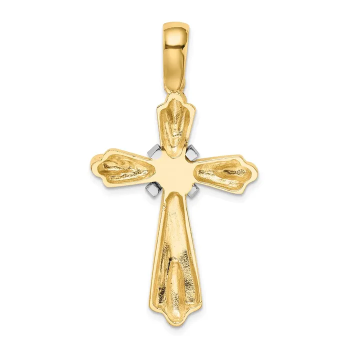14k Twotone Gold Rhodium X Center Polished Cross Goldia Rings