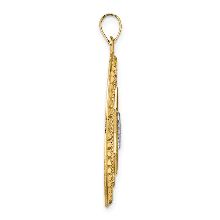 14k Twotone Gold Solid Star and Torah Inside Frame Pendant Goldia Rings