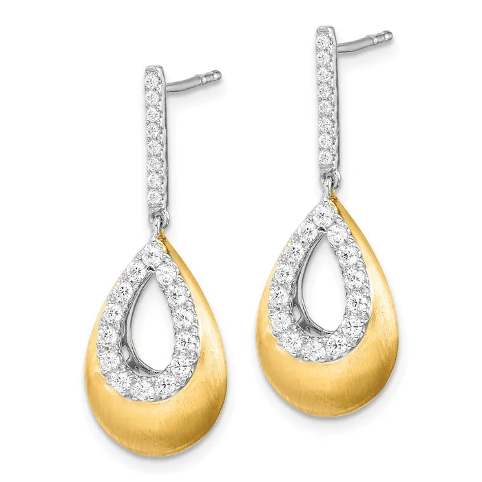 14K TwoTone Lab Grown Diamond VSSI G Teardrop Post Earrings Goldia Earrings