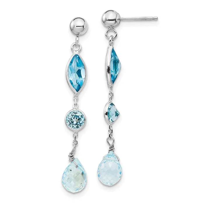 14K WG Blue Topaz Post Earrings Goldia Earrings