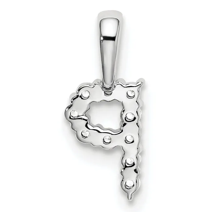 14k White Gold 110 Ct Lab Grown Diamond VSSI G Letter P Initial Pendant Goldia Necklaces