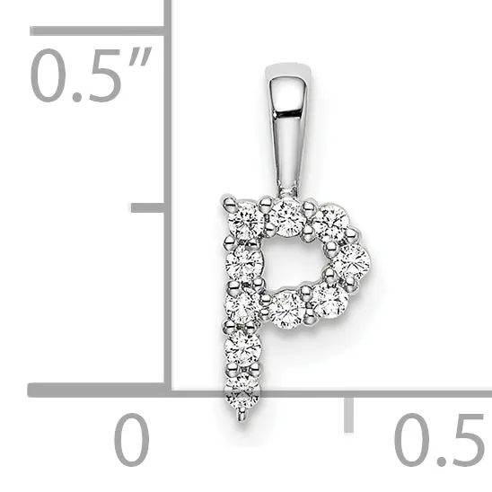 14k White Gold 110 Ct Lab Grown Diamond VSSI G Letter P Initial Pendant Goldia Necklaces