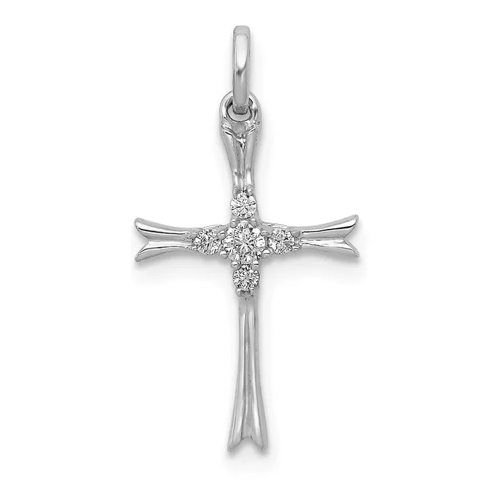 14k White Gold 115ct Real Diamond Cross Pendant Goldia Necklaces