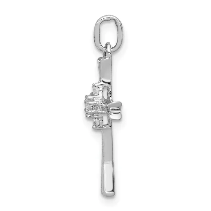 14k White Gold 115ct Real Diamond Cross Pendant Goldia Necklaces