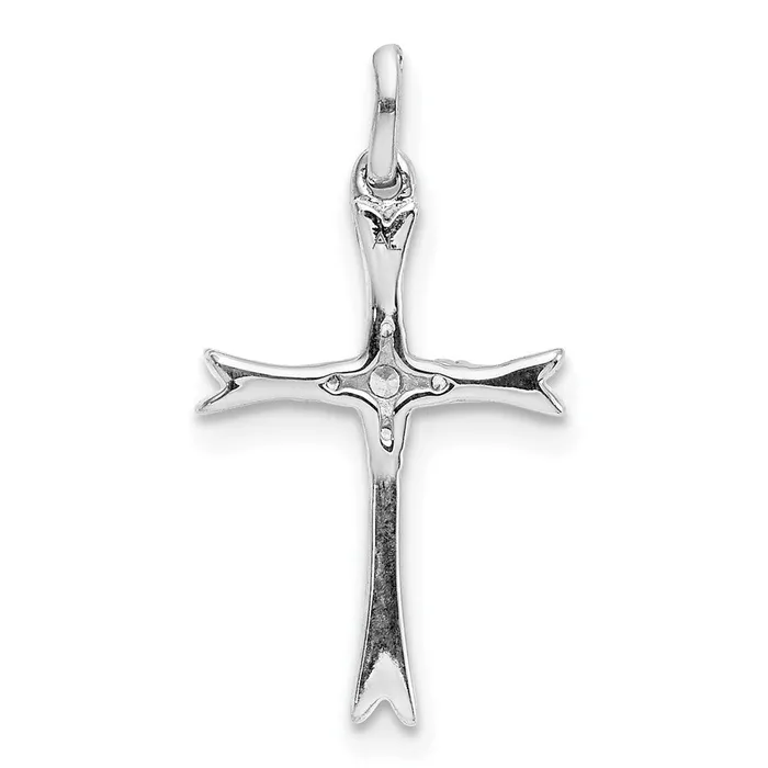 14k White Gold 115ct Real Diamond Cross Pendant Goldia Necklaces