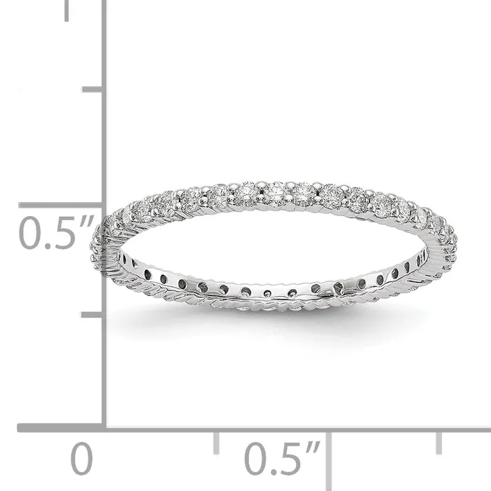 14k White Gold 12 Ct Lab Grown Diamond VSSI G Shared Prong Eternity Band Ring Goldia Rings