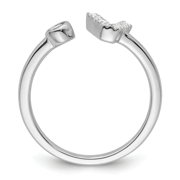 14k White Gold 16 Ct Lab Grown Diamond VSSI G Initial V Adjustable Ring Goldia Rings
