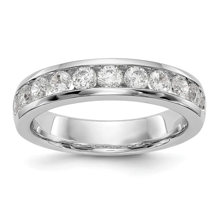 14k White Gold 11Stone 1 carat Round Diamond Complete Channel Band Goldia Rings