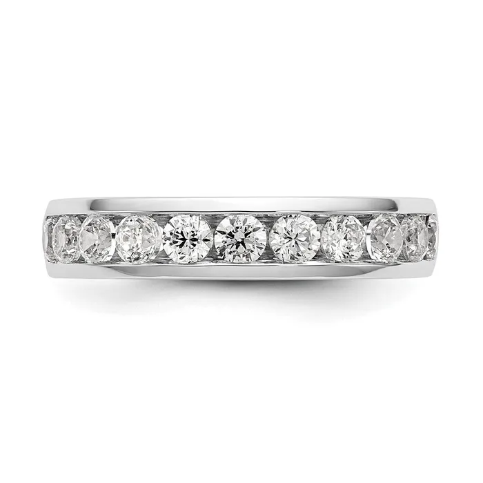 14k White Gold 11Stone 1 carat Round Diamond Complete Channel Band Goldia Rings