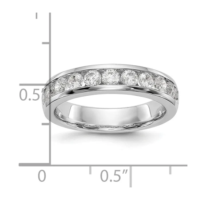 14k White Gold 11Stone 1 carat Round Diamond Complete Channel Band Goldia Rings