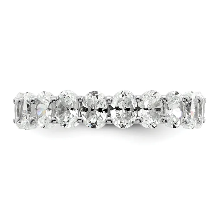 14k White Gold 14KW Oval Lab Grown Diamond VSSI G Eternity Band Ring Goldia Rings