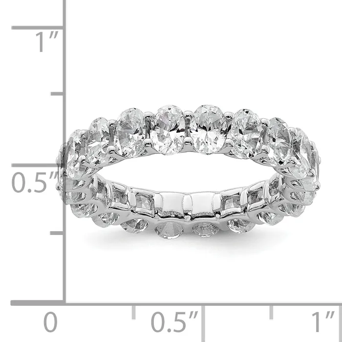 14k White Gold 14KW Oval Lab Grown Diamond VSSI G Eternity Band Ring Goldia Rings