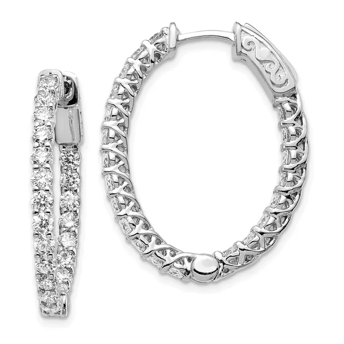 14k White Gold 2 12 Ct Lab Grown Diamond VSSI G Oval In and Out Safety Clasp Hoop Earrings Goldia Earrings 14k White Gold 2 12 Ct Lab Grown Diamond VSSI G Oval In and Out Safety Clasp Hoop Earrings Goldia Earrings