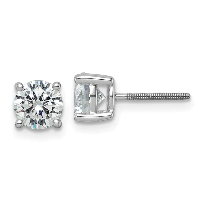 14k White Gold 2 ctw Certified Lab Grown Diamond VSSI G Round 4 Prong Heavy Wt Screwback Stud Earrings Goldia Earrings 14k White Gold 2 ctw Certified Lab Grown Diamond VSSI G Round 4 Prong Heavy Wt Screwback Stud Earrings Goldia Earrings