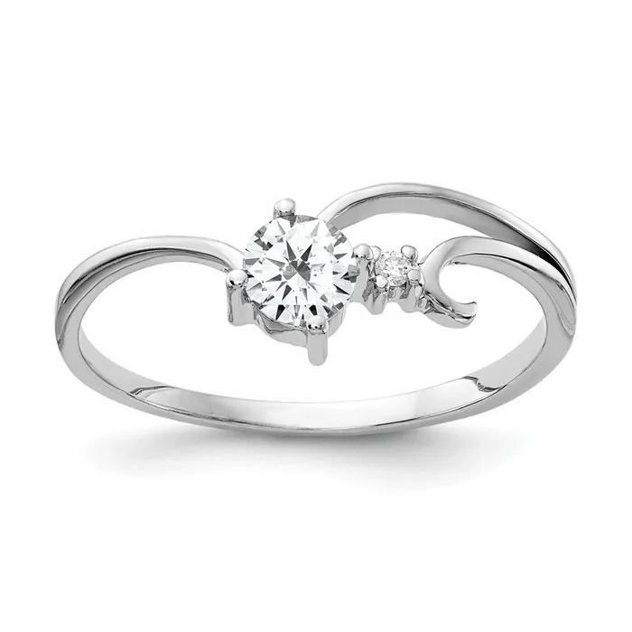 14k White Gold 4mm Cubic Zirconia AAA Real Diamond ring Goldiacom Rings