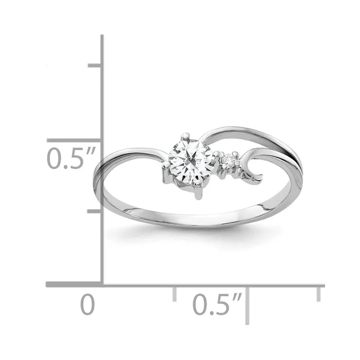 14k White Gold 4mm Cubic Zirconia AAA Real Diamond ring Goldiacom Rings