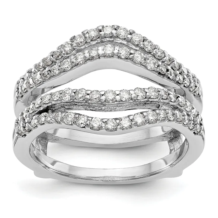 14k White Gold 58 Ct Lab Grown Diamond VSSI G Double Row Ring Guard Goldia Rings 14k White Gold 58 Ct Lab Grown Diamond VSSI G Double Row Ring Guard Goldia Rings