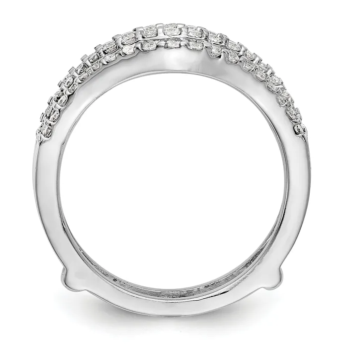 14k White Gold 58 Ct Lab Grown Diamond VSSI G Double Row Ring Guard Goldia Rings