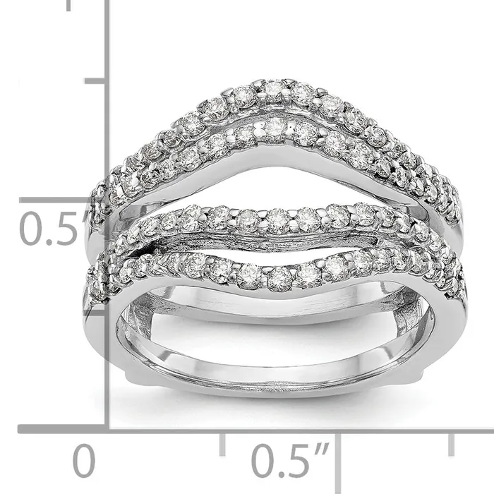 14k White Gold 58 Ct Lab Grown Diamond VSSI G Double Row Ring Guard Goldia Rings