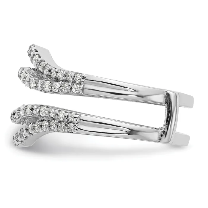 14k White Gold 58 Ct Lab Grown Diamond VSSI G Double Row Ring Guard Goldia Rings
