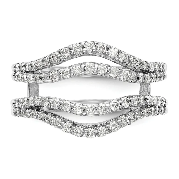 14k White Gold 58 Ct Lab Grown Diamond VSSI G Double Row Ring Guard Goldia Rings