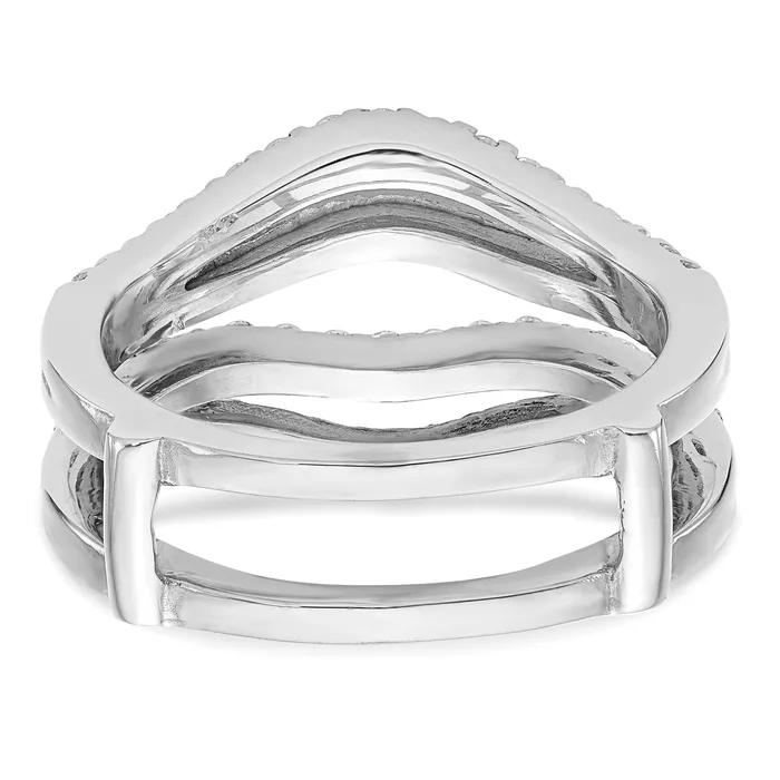 14k White Gold 58 Ct Lab Grown Diamond VSSI G Double Row Ring Guard Goldia Rings