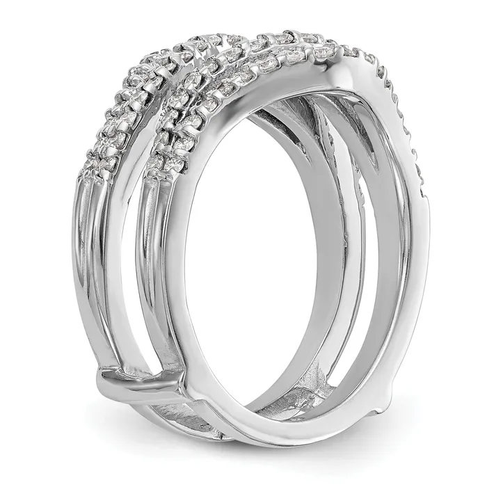 14k White Gold 58 Ct Lab Grown Diamond VSSI G Double Row Ring Guard Goldia Rings