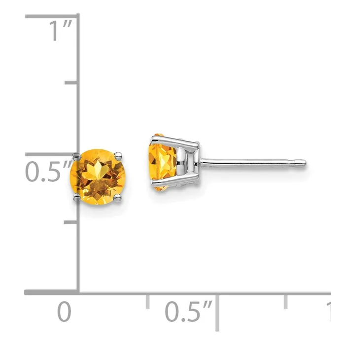 14k White Gold 5mm Citrine Earrings Goldia Earrings