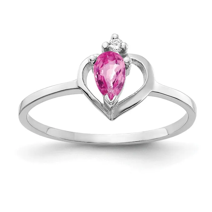 14k White Gold 5x3mm Pear Pink Sapphire VS Real Diamond ring Goldiacom Rings 14k White Gold 5x3mm Pear Pink Sapphire VS Real Diamond ring Goldiacom Rings
