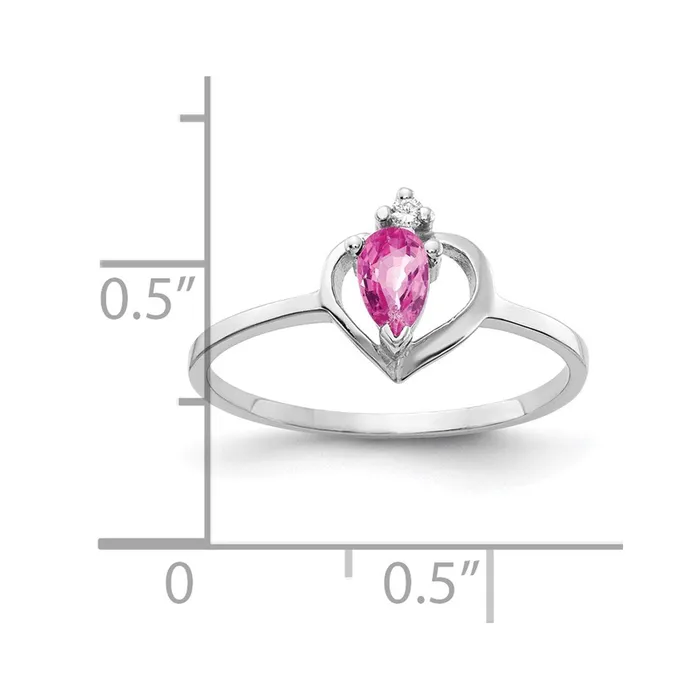 14k White Gold 5x3mm Pear Pink Sapphire VS Real Diamond ring Goldiacom Rings