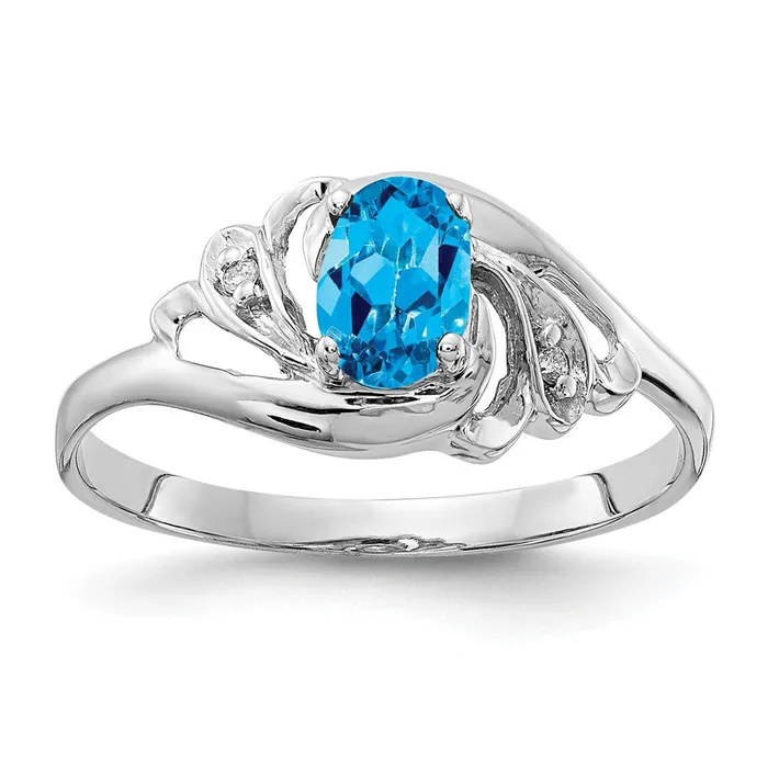 14k White Gold 6x4mm Oval Blue Topaz AA Real Diamond ring Goldiacom Rings 14k White Gold 6x4mm Oval Blue Topaz AA Real Diamond ring Goldiacom Rings
