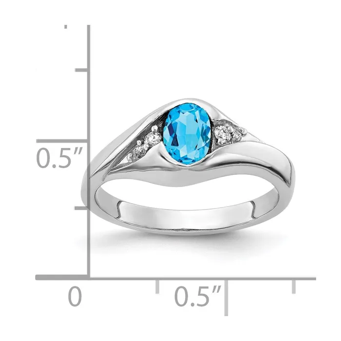 14k White Gold 6x4mm Oval Blue Topaz Checker A Real Diamond ring goldiaca Rings 14k White Gold 6x4mm Oval Blue Topaz Checker A Real Diamond ring goldiaca Rings