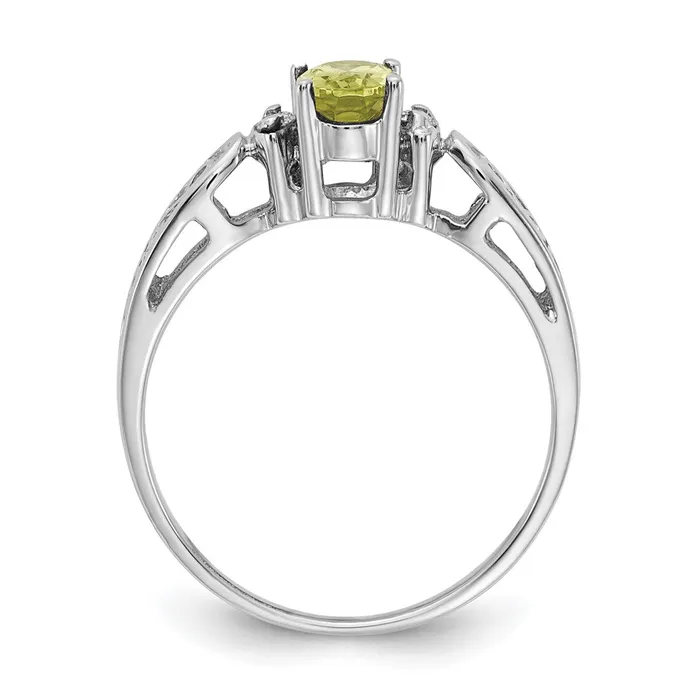 14k White Gold 6x4mm Oval Peridot Checker A Real Diamond ring Goldiacom Rings