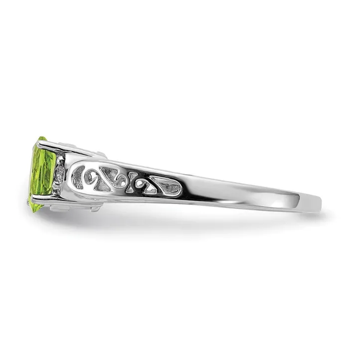 14k White Gold 6x4mm Oval Peridot Checker A Real Diamond ring Goldiacom Rings