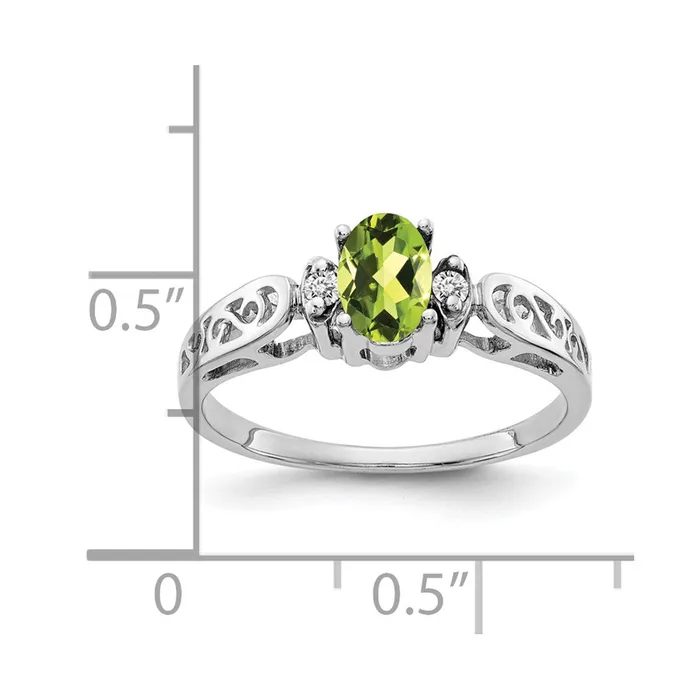 14k White Gold 6x4mm Oval Peridot Checker A Real Diamond ring Goldiacom Rings
