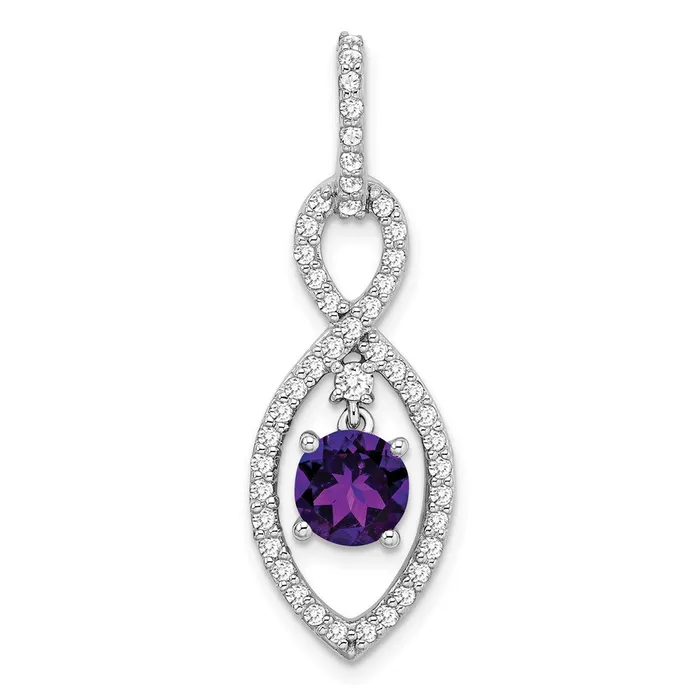 14K White Gold Amethyst and Real Diamond Pendant Goldia Necklaces