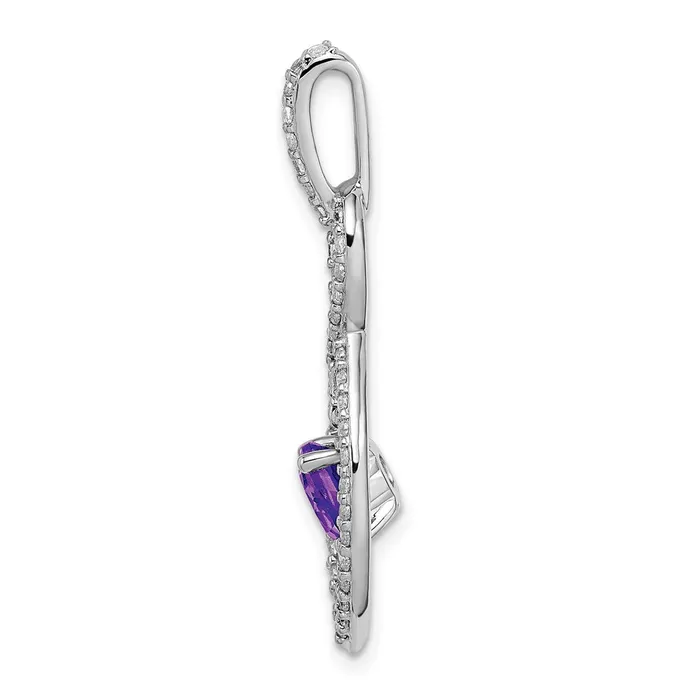 14K White Gold Amethyst and Real Diamond Pendant Goldia Necklaces