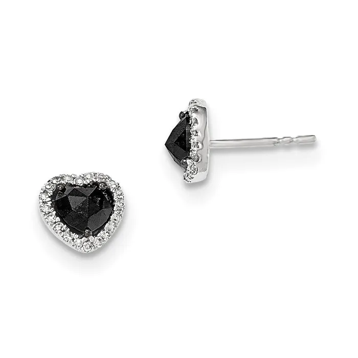 14k White Gold Black and White Real Diamond Heart Post Earrings Goldia Earrings 14k White Gold Black and White Real Diamond Heart Post Earrings Goldia Earrings