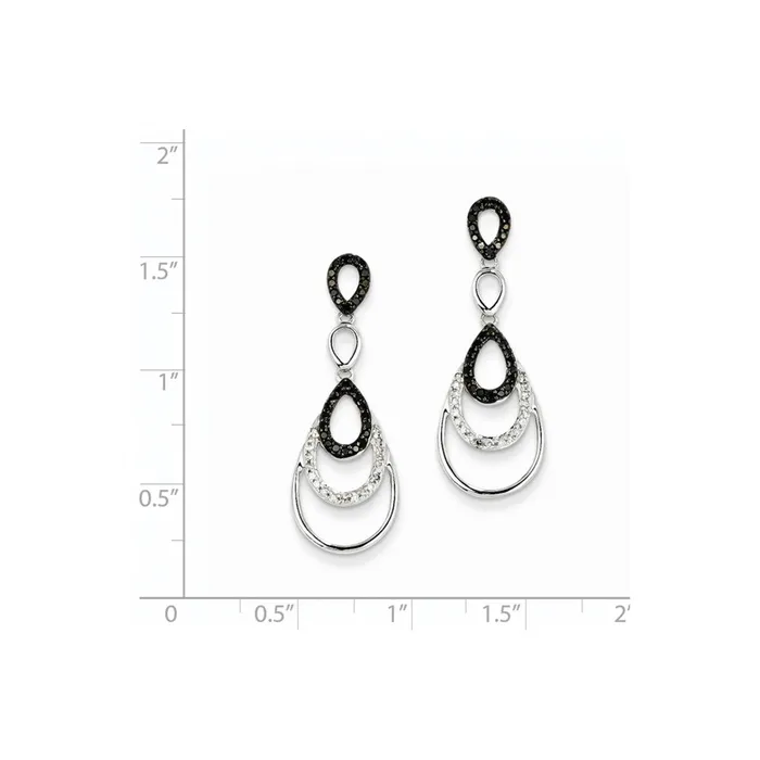 14K White Gold Black u0026 White Real Diamond Post Earrings Goldia Earrings