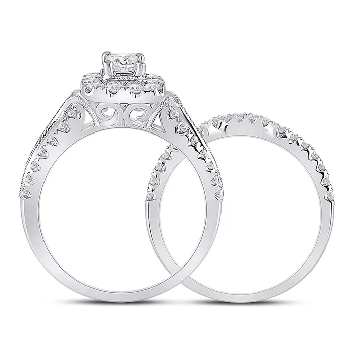 14k White Gold Emerald Diamond Bridal Wedding Ring Set 138 Cttw Certified gndatlanta Rings