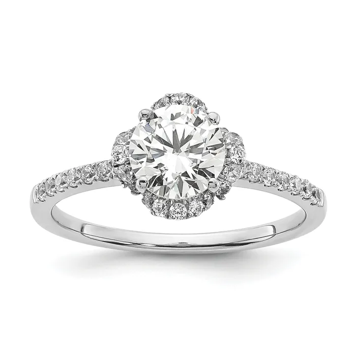 14K White Gold Lab Grown Diamond VSSI G Round Engagement Ring Goldia Rings