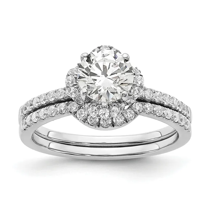 14K White Gold Lab Grown Diamond VSSI G Round Engagement Ring Goldia Rings