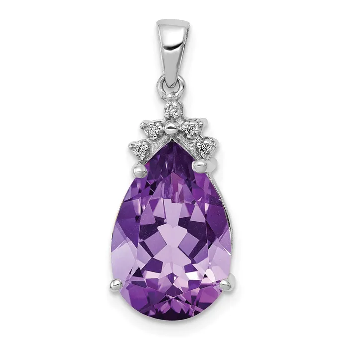 14k White Gold Pear 355 Amethyst u0026 Real Diamond Pendant Goldia Necklaces 14k White Gold Pear 355 Amethyst u0026 Real Diamond Pendant Goldia Necklaces