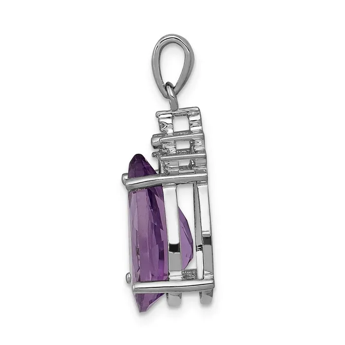 14k White Gold Pear 355 Amethyst u0026 Real Diamond Pendant Goldia Necklaces